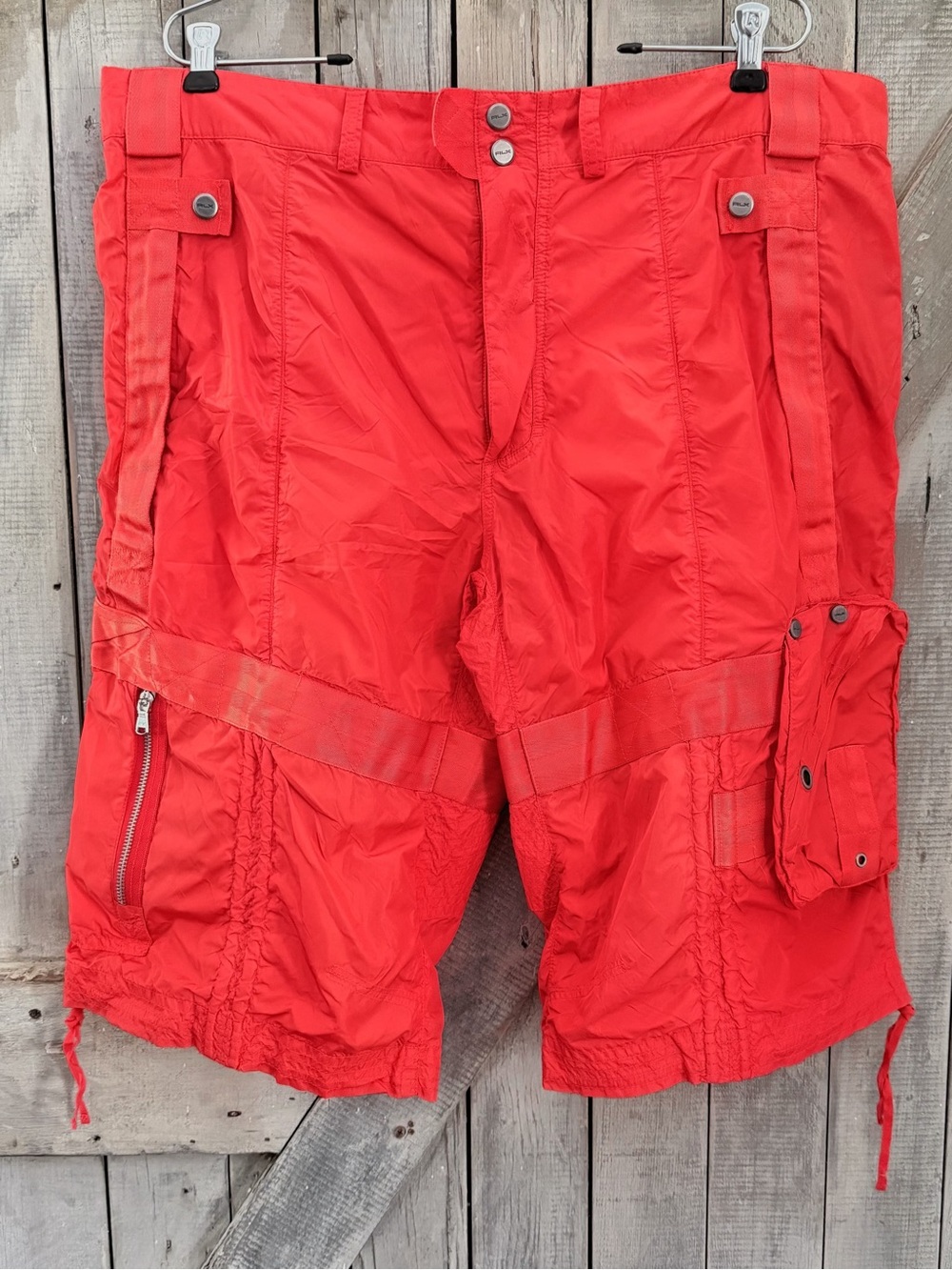 RLX Ralph Lauren Y2K Bright Orangey-Red Athletic Golf Cargo Shorts